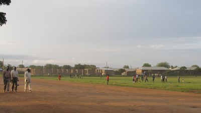 Diocese of Malakal compound: the under-construction cathedral is on the left, the school is in the middle, and the diocesan offices are on the far right